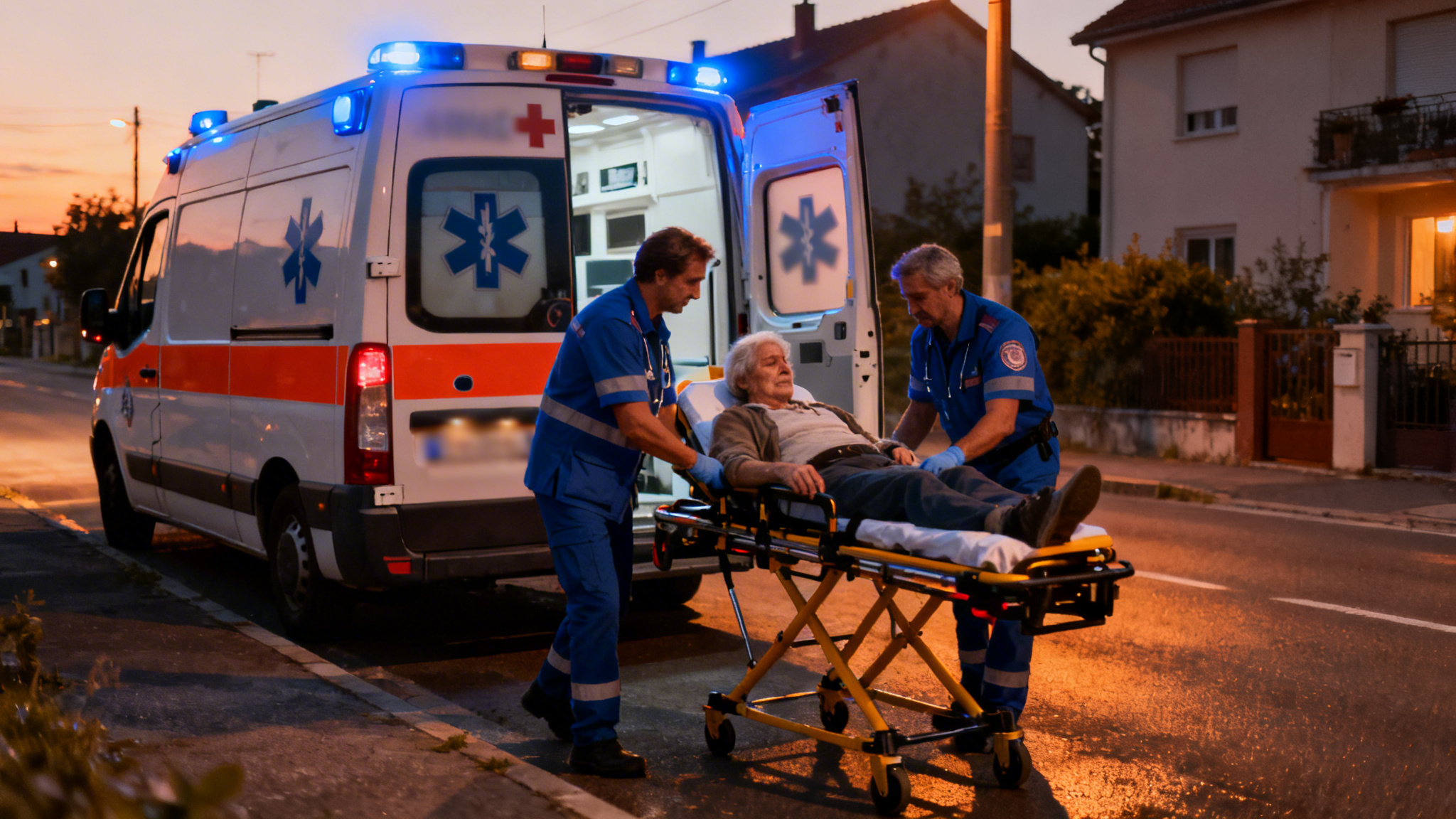 Scène illustrant quand appeler une ambulance privée devant un immeuble