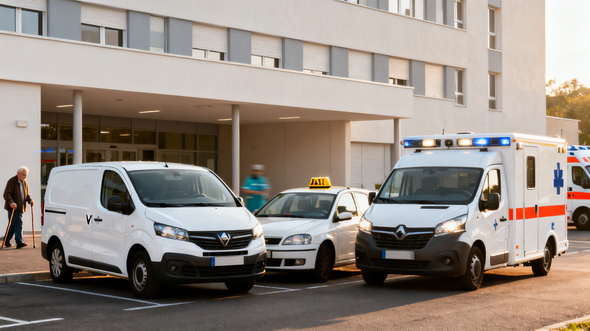 Différence entre VSL, taxi conventionné et ambulance, illustrée