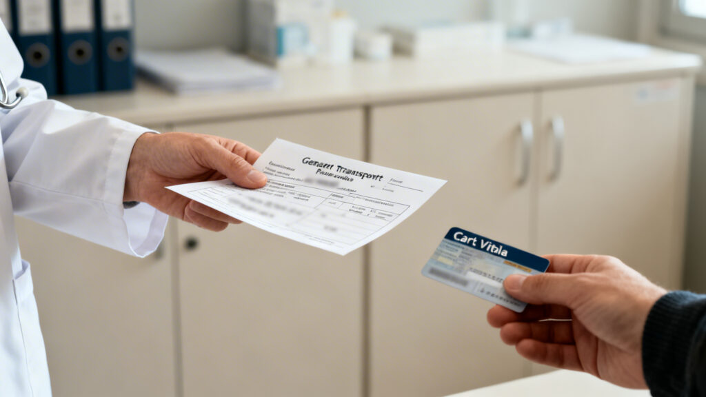 Prescription médicale de transport et carte Vitale pour la prise en charge