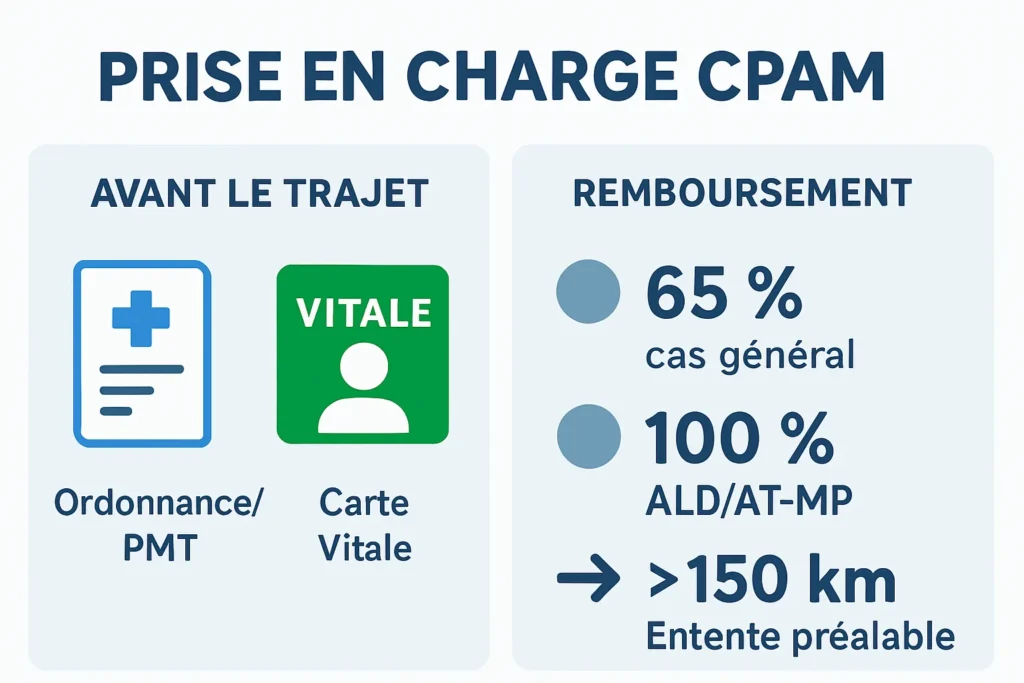 PMT, Carte Vitale, 65&nbsp;% ou 100&nbsp;% selon le cas