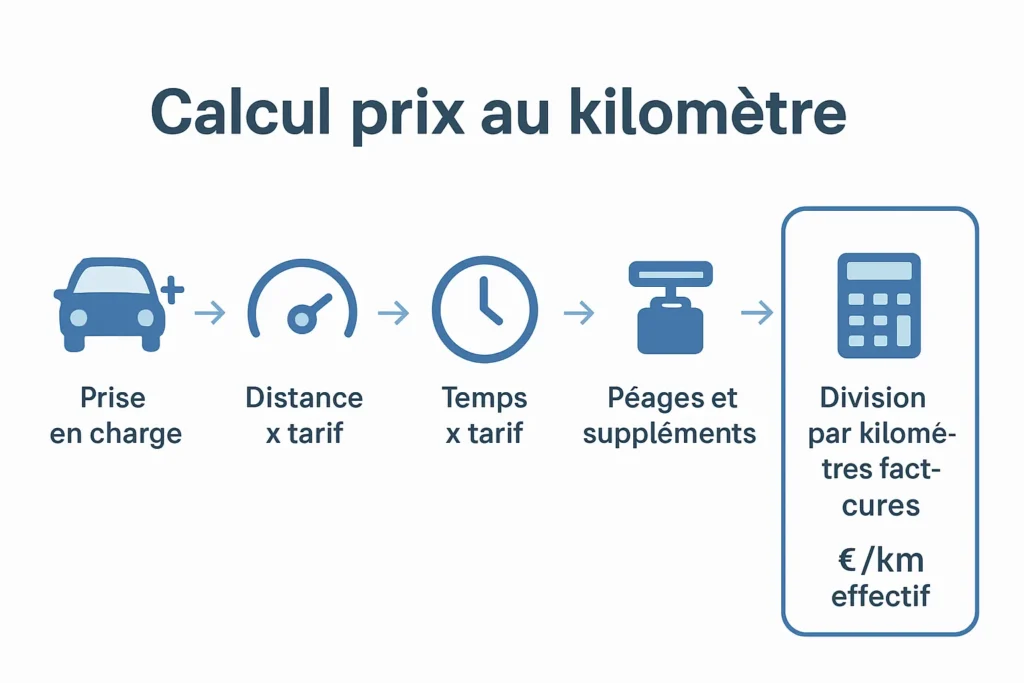 Schéma de calcul du prix au kilomètre effectif