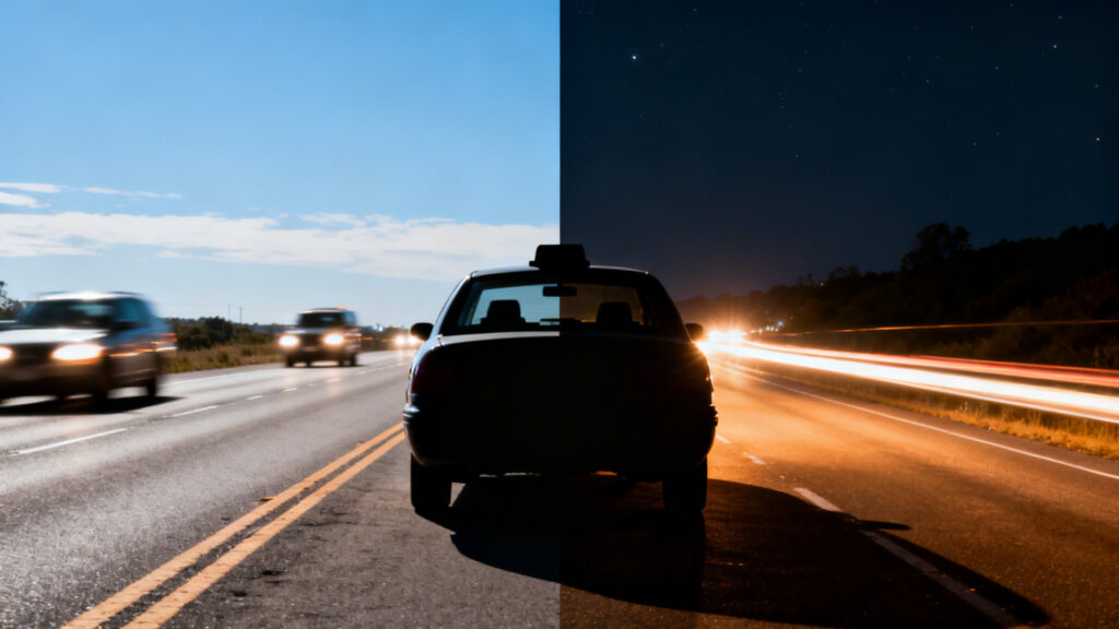 Taxi sur route de jour et de nuit, variation tarifs