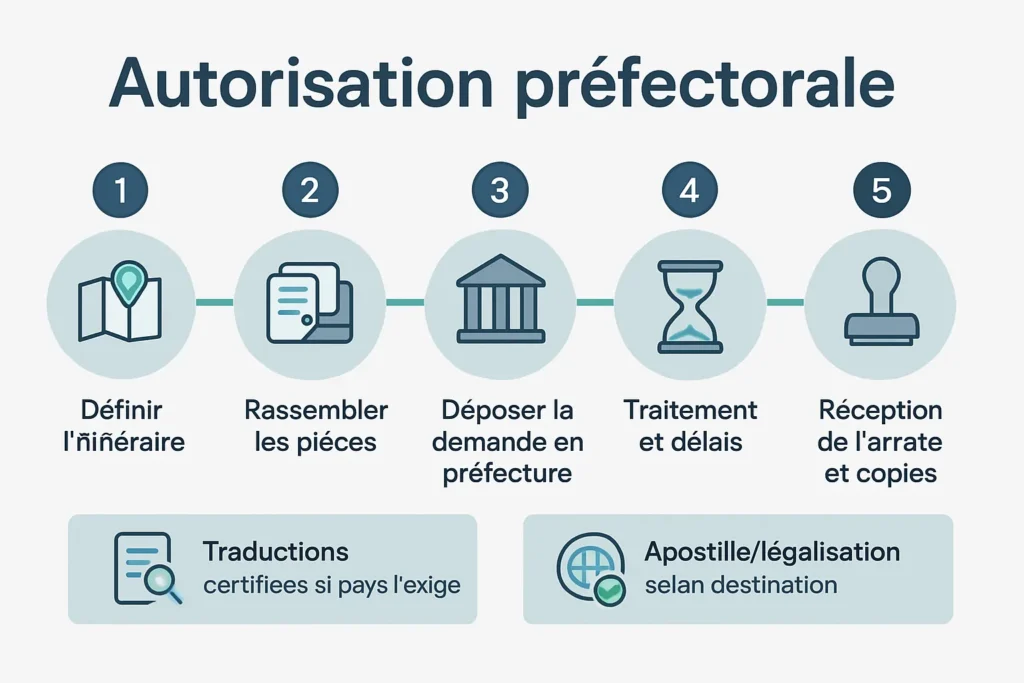 Étapes clés pour l’autorisation préfectorale de transport à l’étranger
