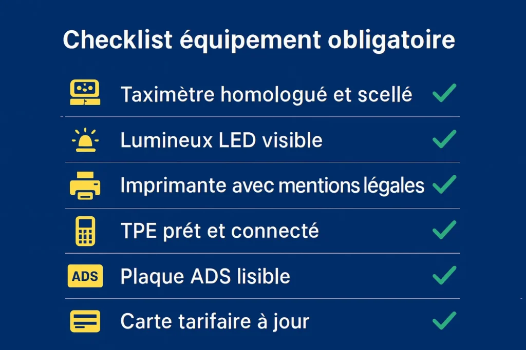 Checklist des équipements obligatoires d’un taxi