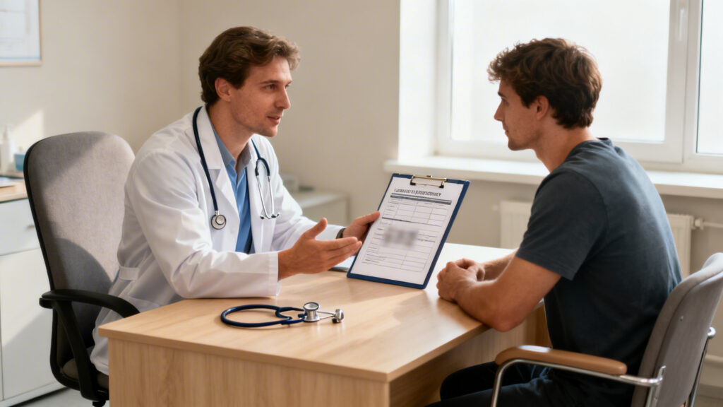 Médecin expliquant les conditions de prise en charge CPAM