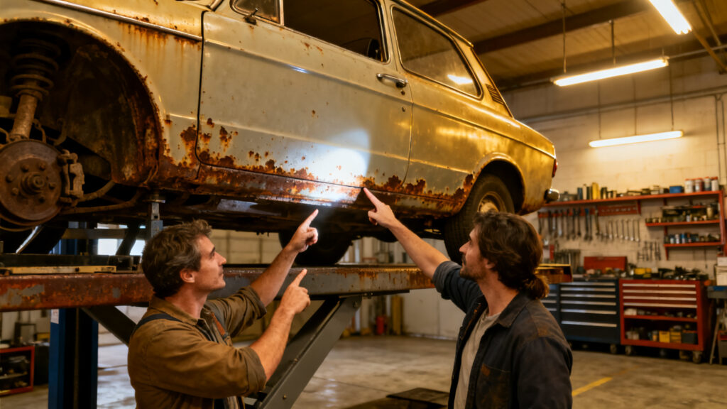 Contrôle des bas de caisse et planchers pour corrosion