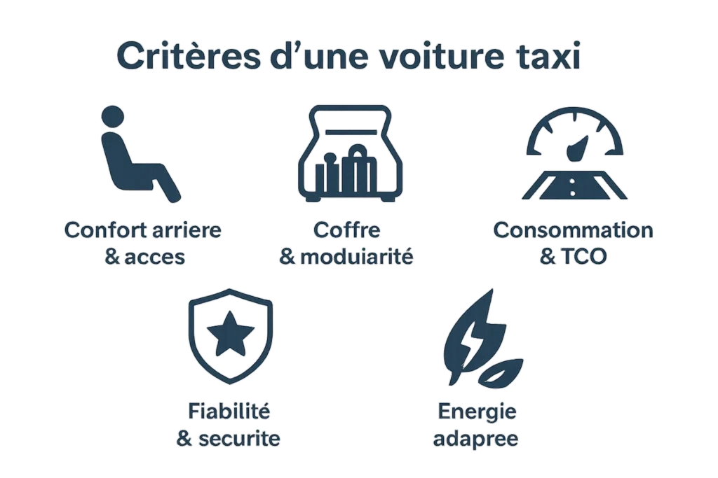 Infographie des critères clés d’une voiture taxi