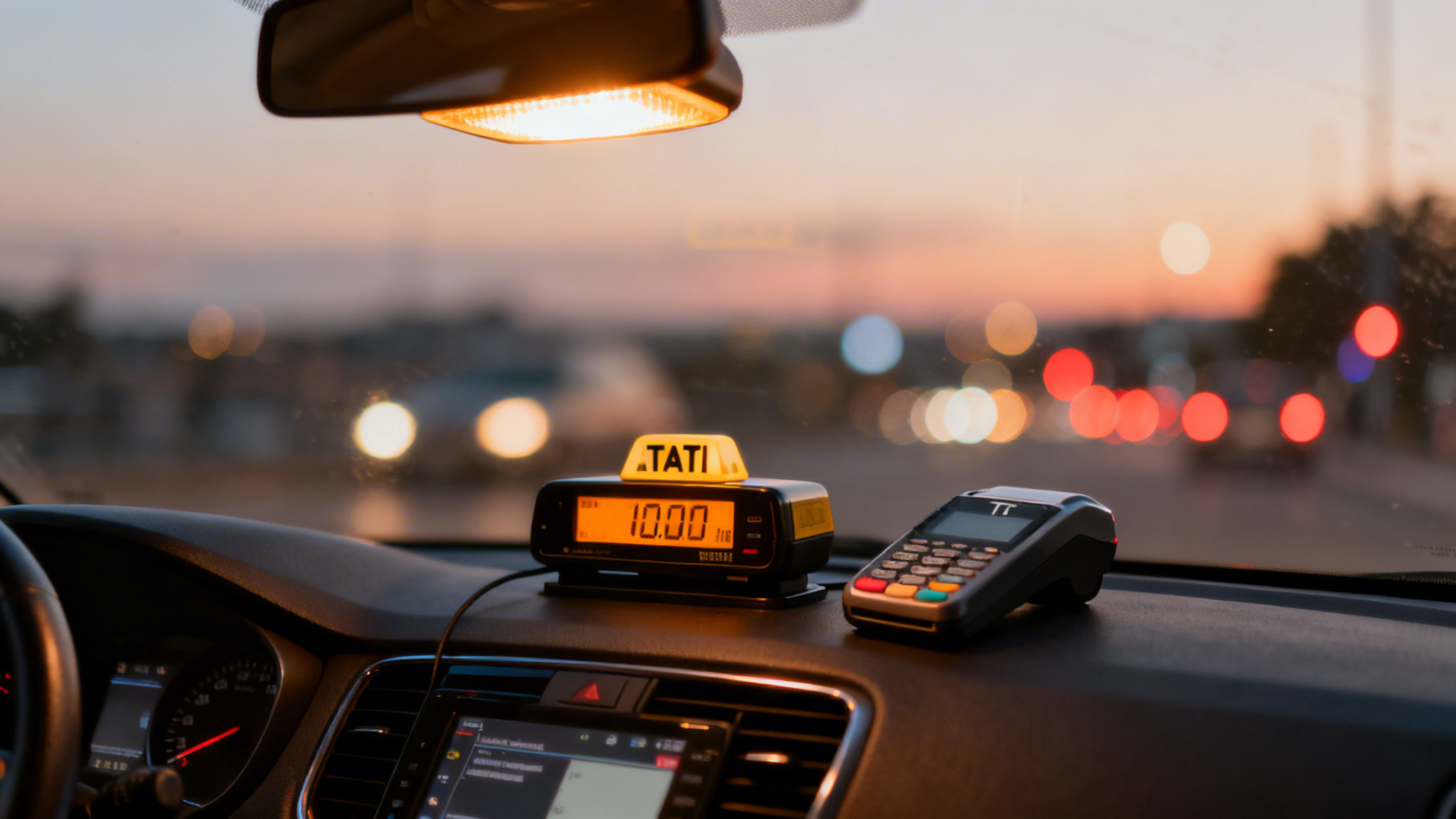 Équipement taxi avec taximètre, TPE et lumineux