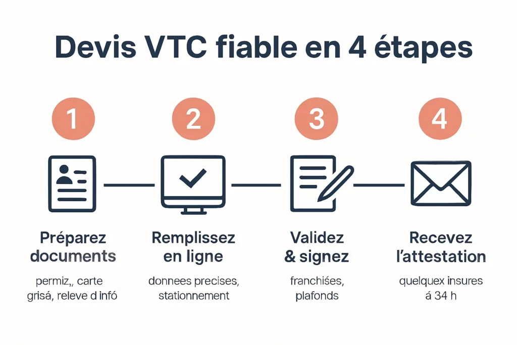 Processus devis assurance VTC en quatre étapes claires