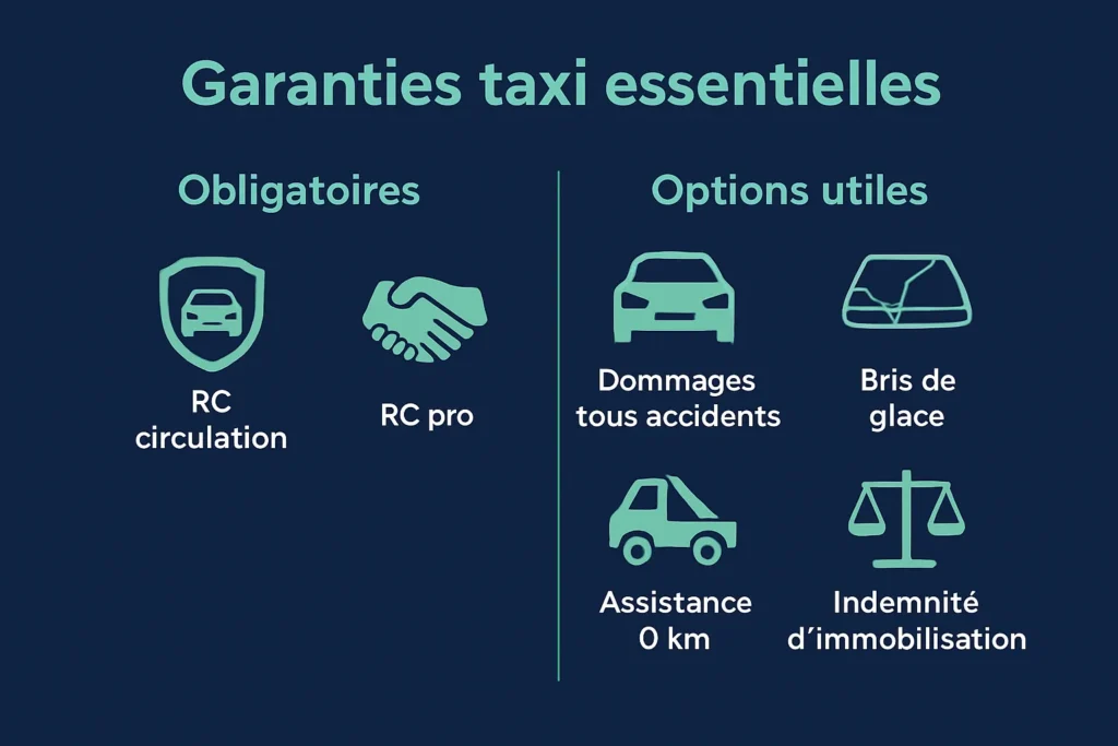 RC circulation et RC pro, plus options clés pour taxi