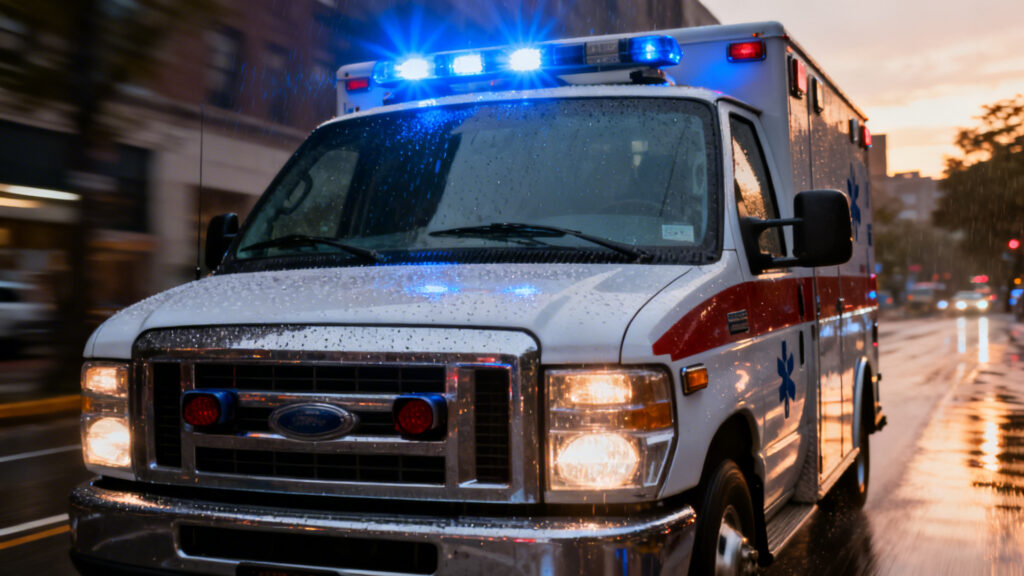 Gyrophare bleu et sirène deux-tons en intervention