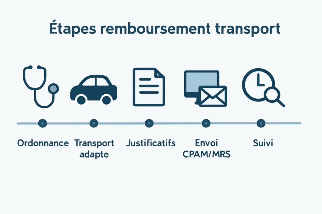 Schéma des démarches de remboursement du transport médical