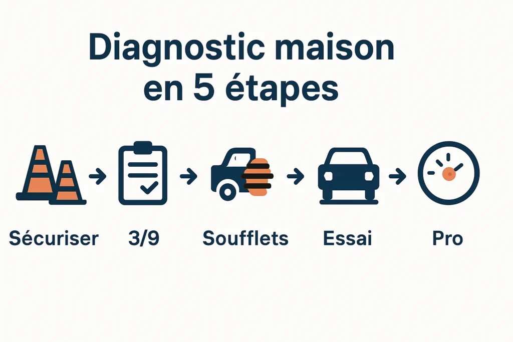 Infographie des 5 étapes du diagnostic maison