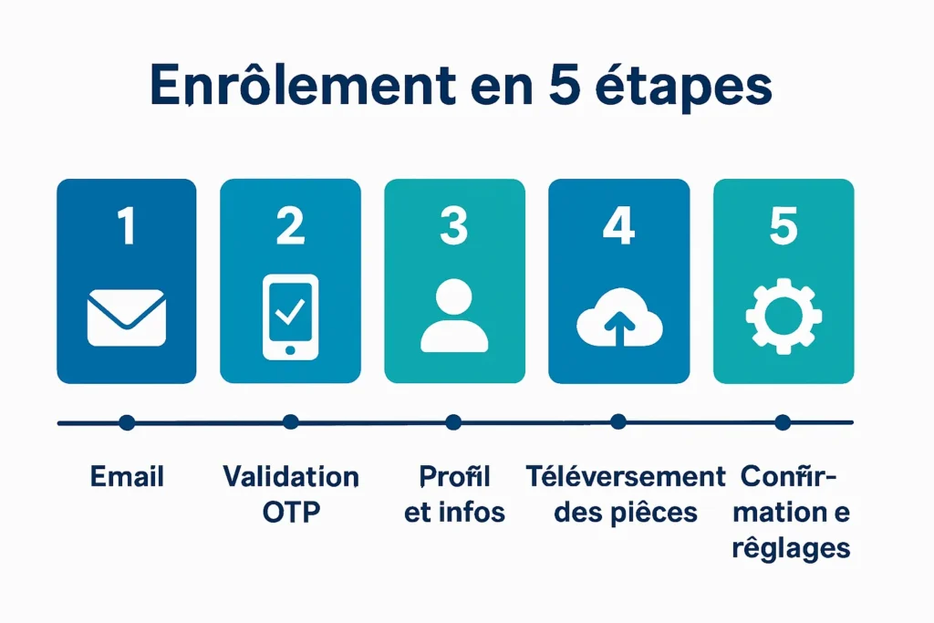 Étapes d’enrôlement du compte en 5 points