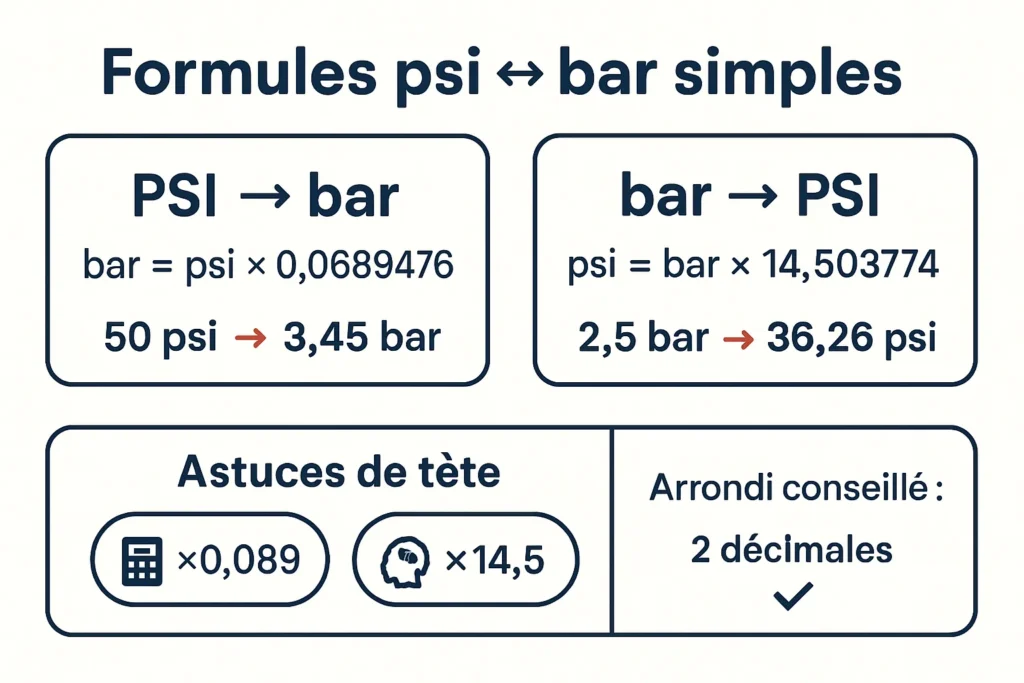 Schéma des formules psi vers bar et bar vers psi