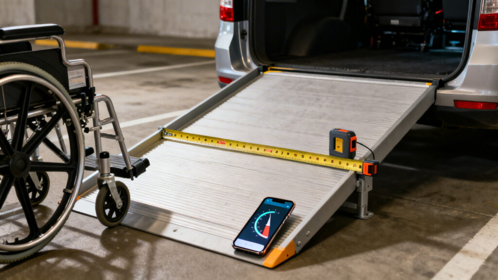 Mesure de l’angle de rampe et largeur d’accès TPMR