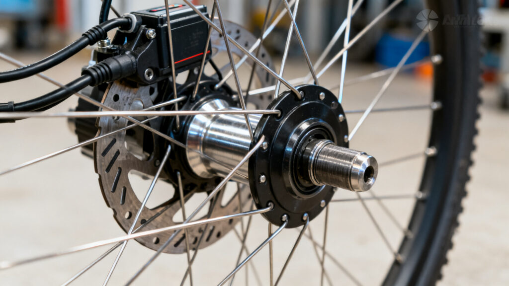 Gros plan sur moteur brushless arrière et câbles du contrôleur