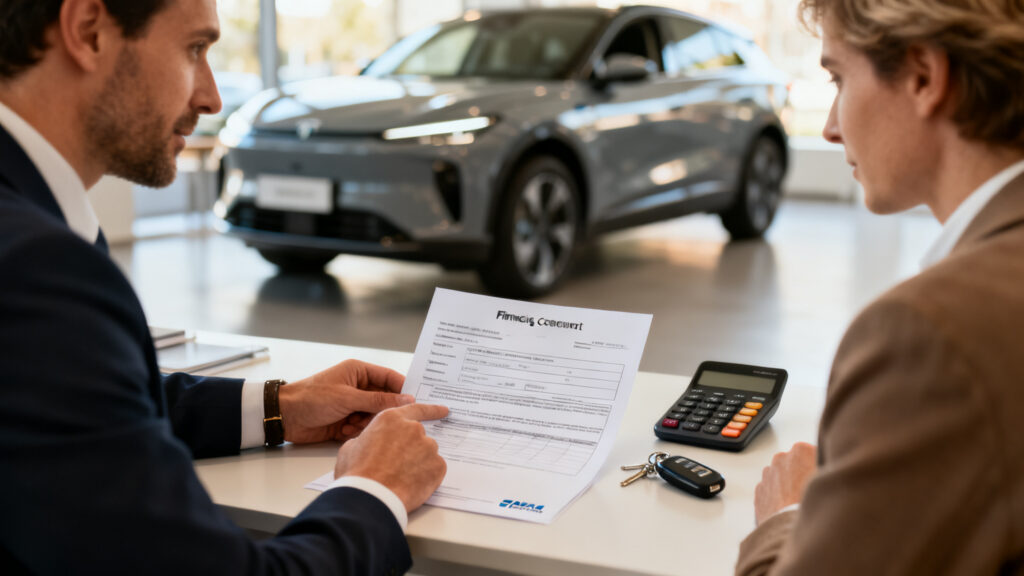 Simulation de leasing LLD LOA pour Mustang électrique en concession