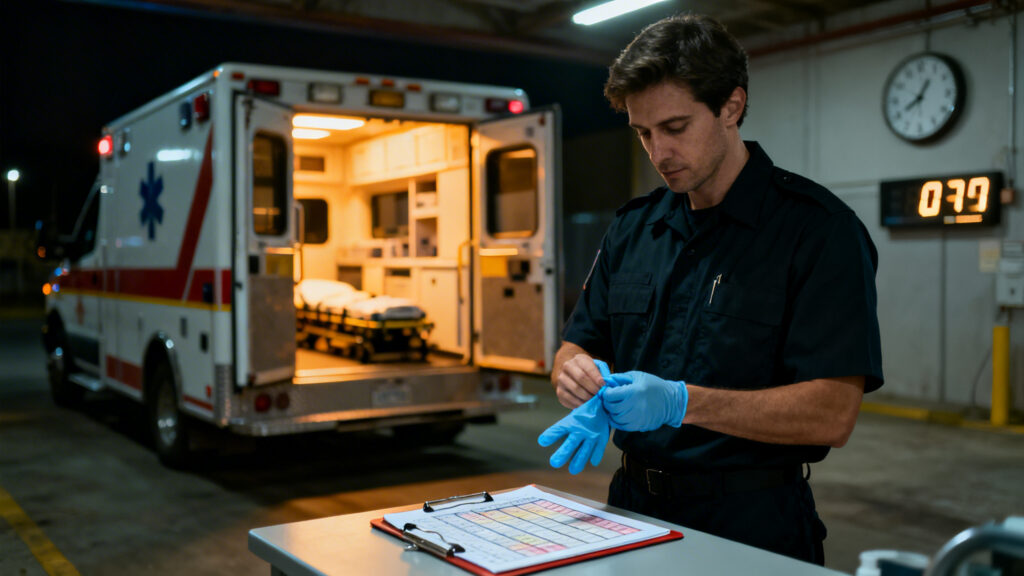 Ambulance de nuit illustrant primes nuit et dimanche