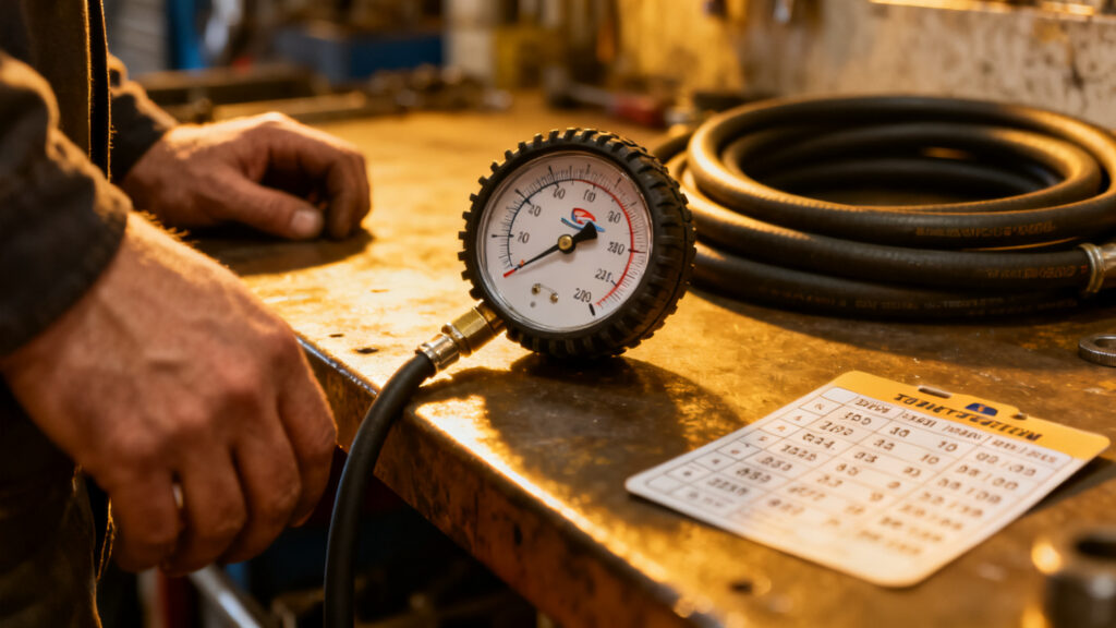 Manomètre analogique avec repères de conversion psi bar