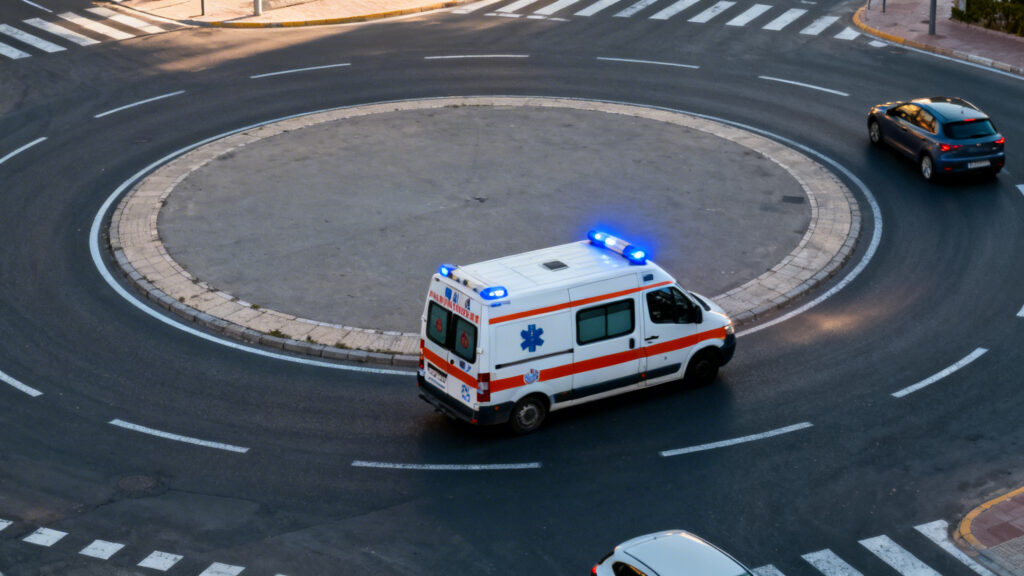 Ambulance au rond-point, priorité de passage dégagée