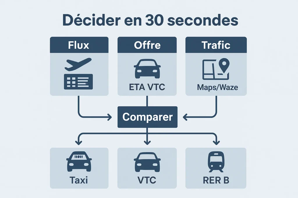 Schéma d’aide à la décision taxi, VTC ou RER B