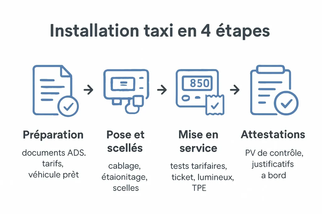 Étapes d’installation d’un taximètre homologué