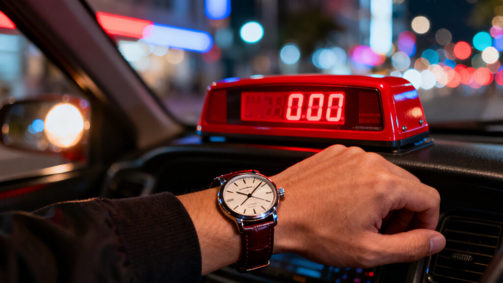 Compteur de taxi de nuit et montre, horaires rentables