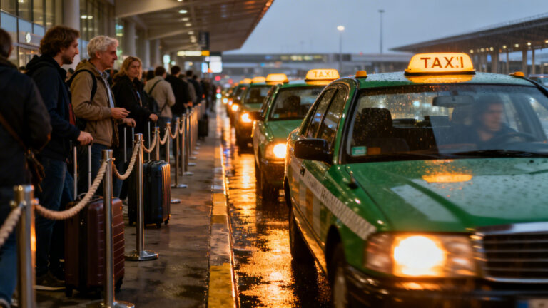 File à la station taxi, temps d’attente taxi CDG en soirée