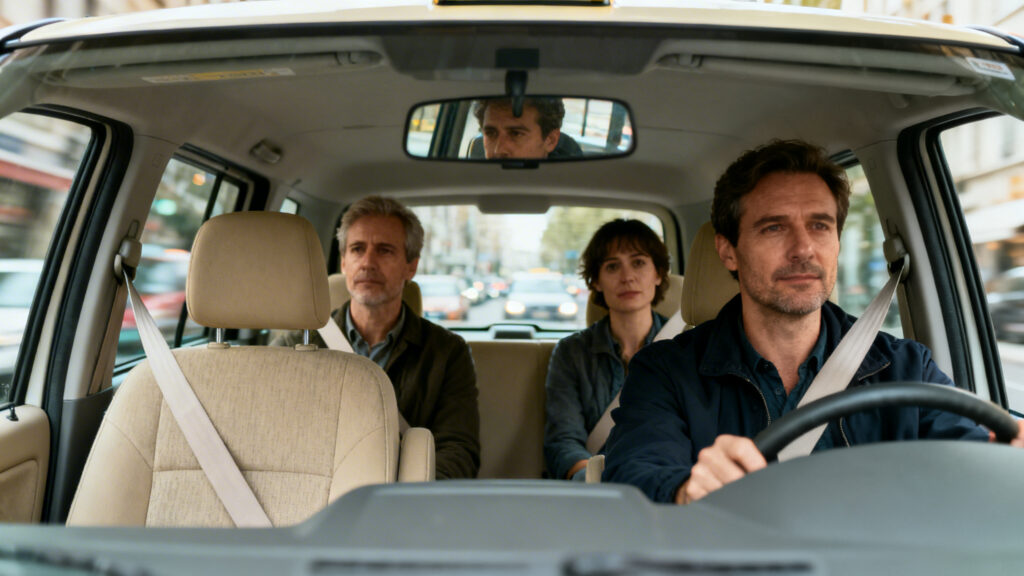 Transport sanitaire partagé en taxi, deux passagers urbains