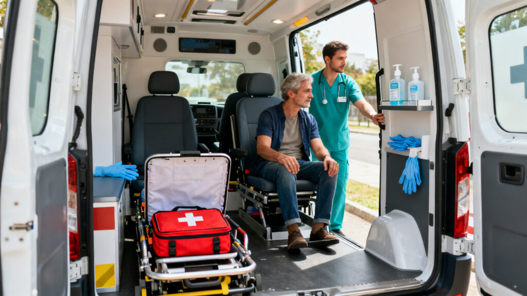 Équipement de secours et aménagement d’un véhicule sanitaire léger