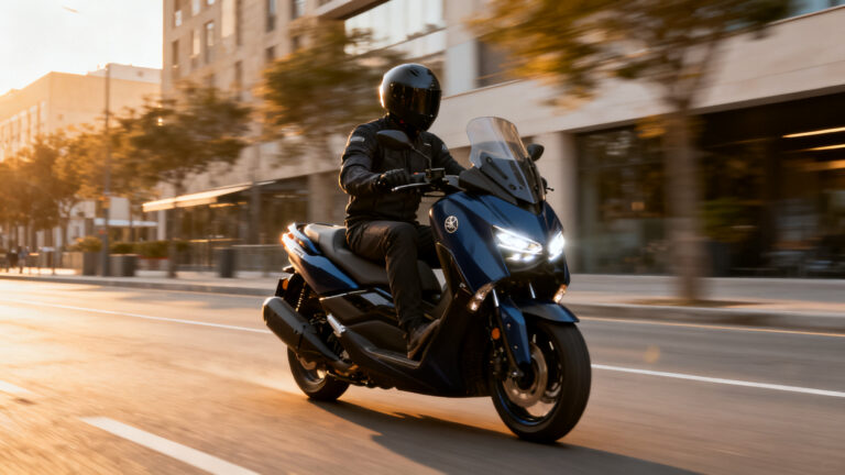 xmax 125 roulant en ville à vitesse stabilisée