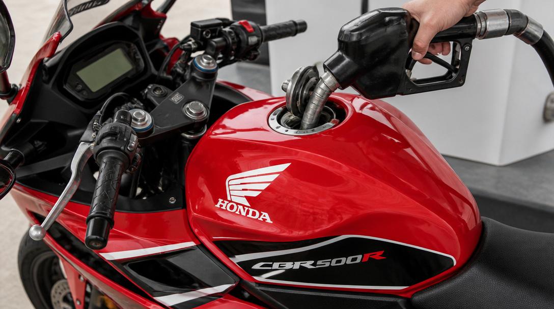 Consommation réelle et autonomie d’une CBR 500 R au ravitaillement