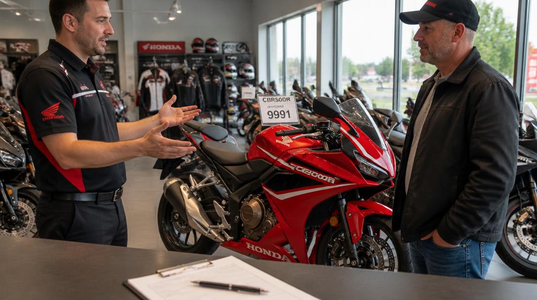 Prix CBR 500 R discuté en concession, devis à la main