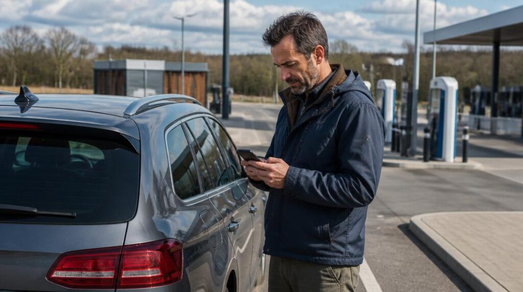 Aire d’autoroute avec services et recharge