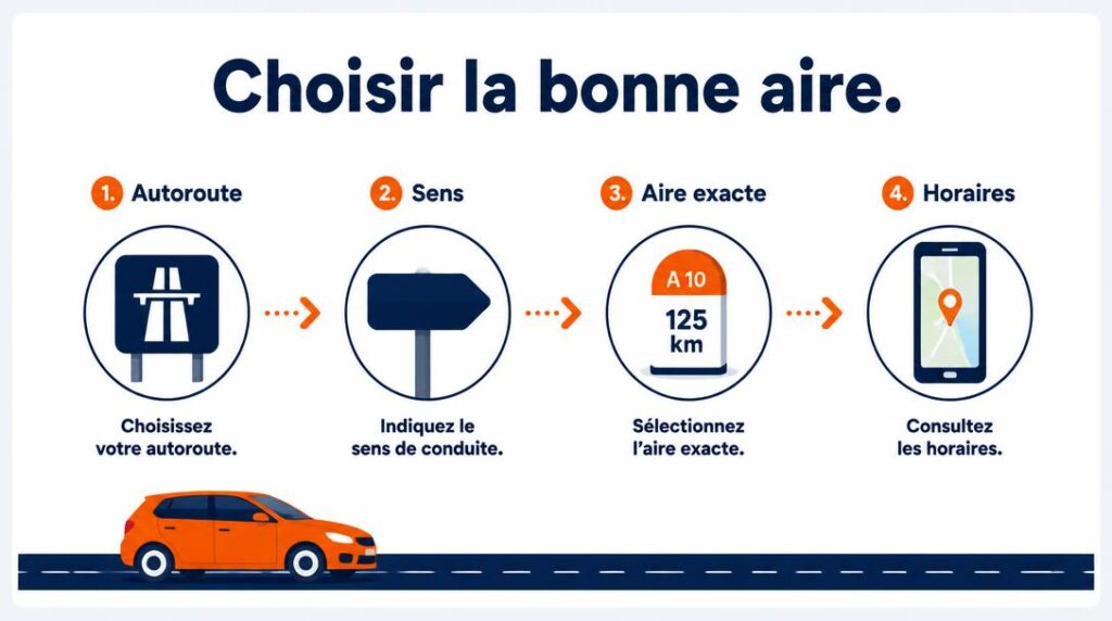 Étapes pour choisir une aire sur son itinéraire
