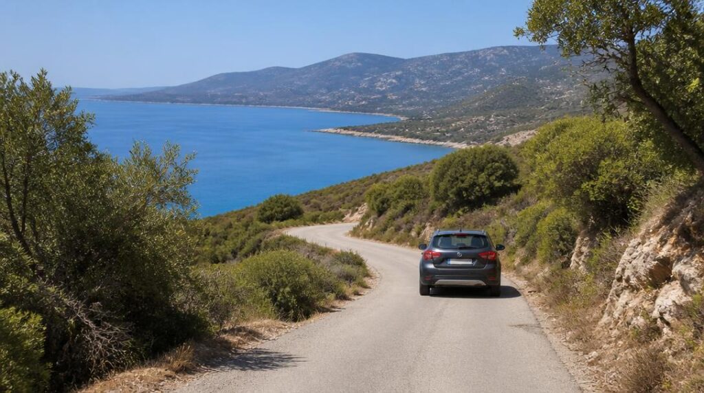 Route étroite vers un accès de plage