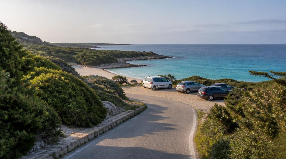 Parking payant près d'une plage méditerranéenne
