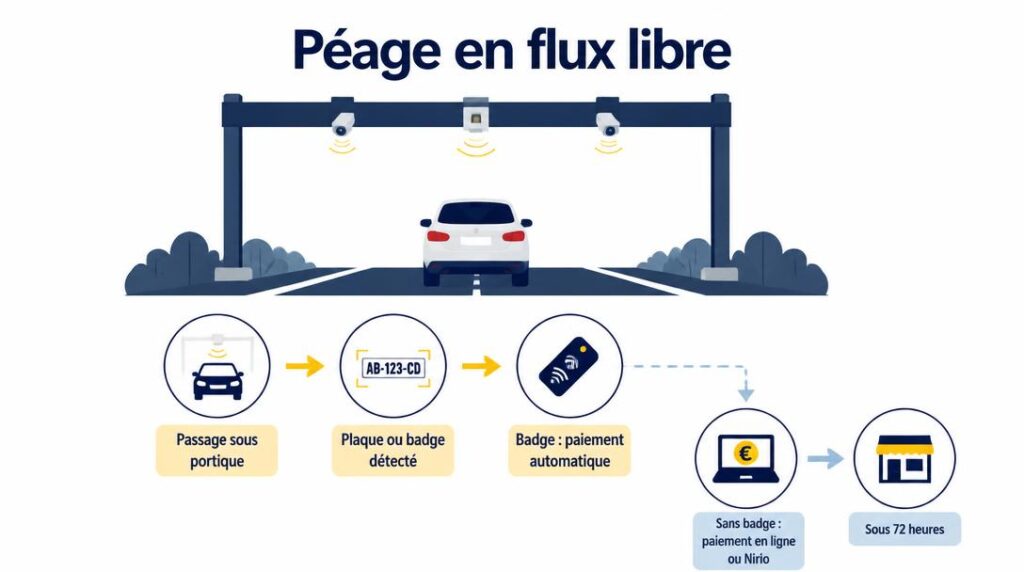 Schéma du péage A14 en flux libre