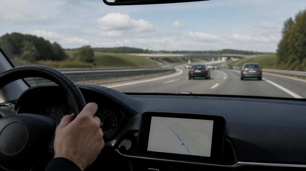 Conducteur préparant une sortie près d’un échangeur