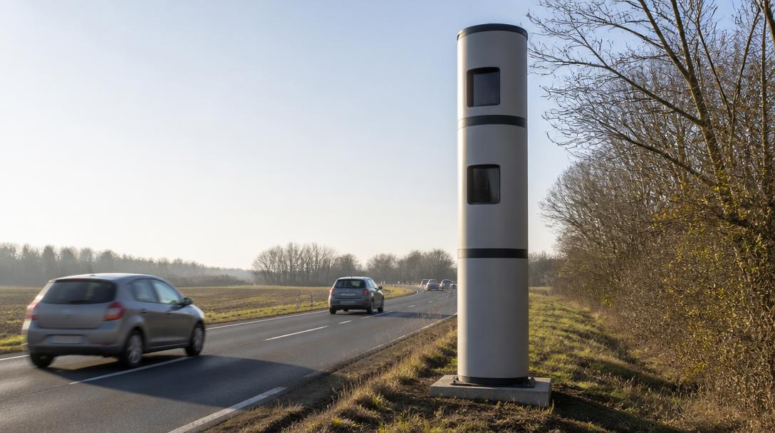 Radar tourelle surveillant une route à deux voies