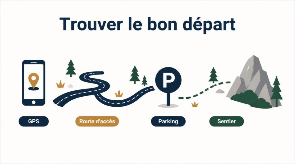 Repères GPS et accès au parking de randonnée
