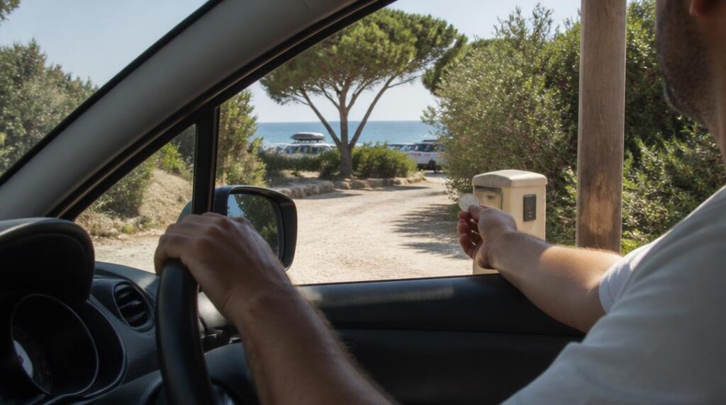 Paiement au parking de plage en voiture