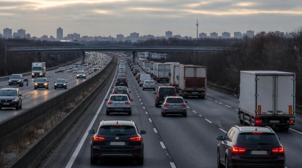Trafic A25 aux heures de pointe près de Lille