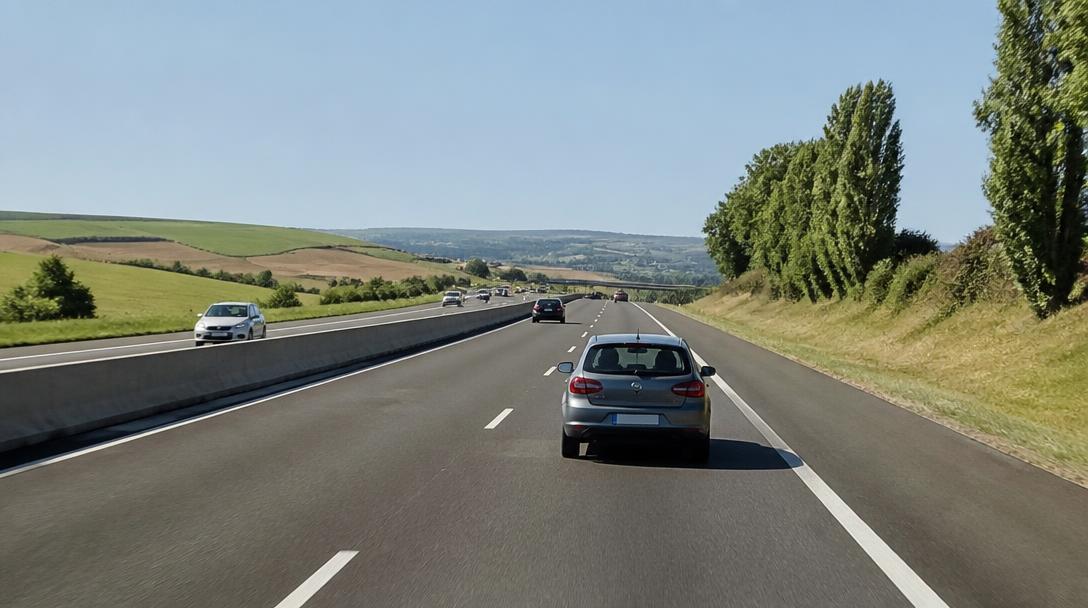 Circulation fluide et vitesse sur autoroute par temps sec